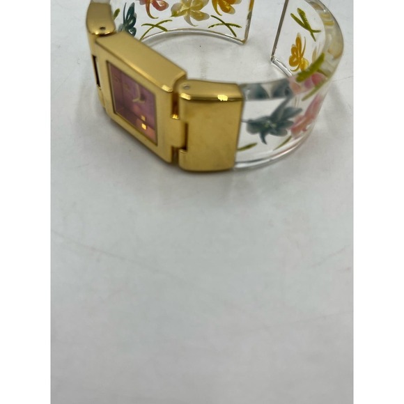 Joan Rivers Vintage Translucent Lucite Floral Wristband Watch - Picture 14 of 16